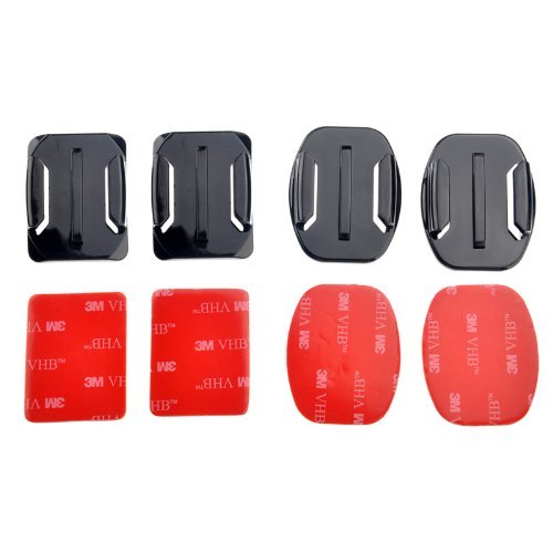 2x Flat & 2x Curved Mounts with 3M adhesive pads, for GoPro Hero
