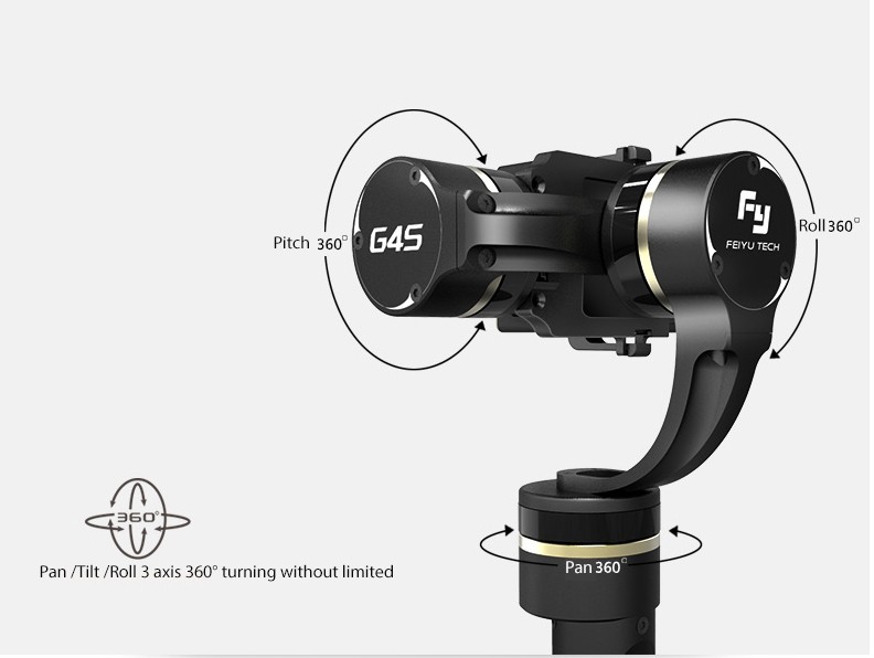 Feiyu Tech G4S 3-Axis Handheld Gimbal Pan Tilt Roll 3-axis 360 degrees coverage