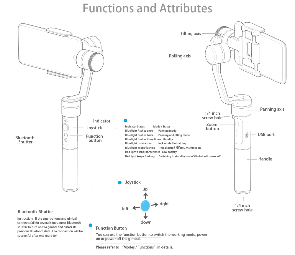 FeiyuTech SPG c 3-Axis Handheld Gimbal with Zoom Button for iPhone & SmartPhone