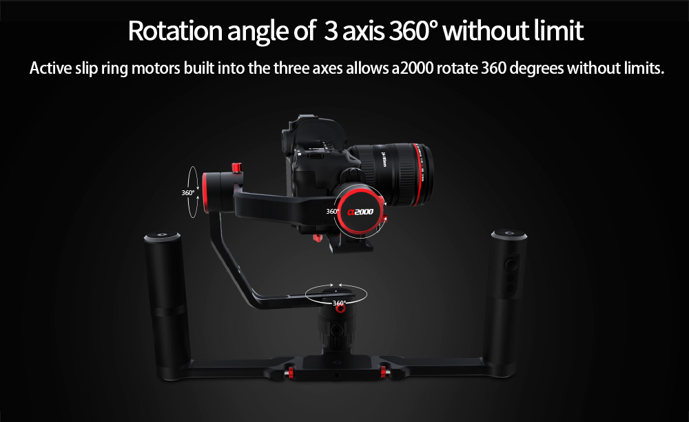 feiyu a2000 FeiyuTech α2000 3-Axis Gimbal Dual Handheld Grip for Mirrorless, DSLR Cameras