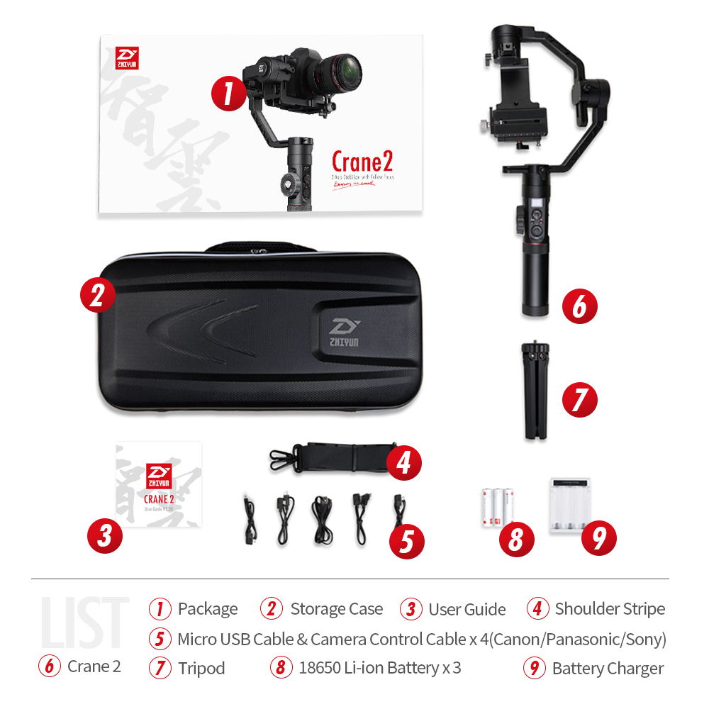 Zhiyun Crane 2 3-Axis Gimbal for Mirrorless, DSLR Camera (1)